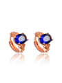 thumb Blue Rose Gold Plated Rose Gold Plated Zircon Clip Earrings 0