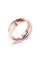 thumb Simple Letter-etched Rose Gold Plated Double Ring 0
