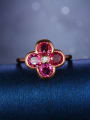 thumb Rose Gold Plated Garnet Gemstones Flowery Statement Ring 1