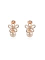 thumb Exquisite Hollow Flower Shaped Artificial Pearl Stud Earrings 0