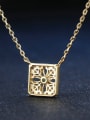thumb Hollow Square Micro Pave Gold Plated Clavicle Necklace 2
