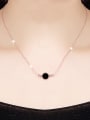 thumb Personality Woman 18K Rose Gold Black Round Shaped Titanium Necklace 1