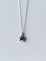 thumb All-match Blue Star Shaped Zircon S925 Silver Necklace 0