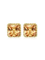 thumb Champagne Square Shaped Zircon Stud Earrings 0