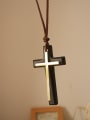 thumb Unisex Wooden Cross Shaped Necklace 1