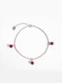 thumb Simple Red Beads Silver Anklet 0