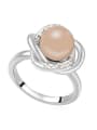 thumb Fashion Imitation Pearl-accented Flowery Alloy Ring 3