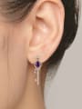 thumb Natural Amethyst Key-shape Classical Drop Earrings 1