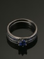 thumb Double Pieces Blue Zircons Black Plated Ring 1