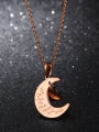 thumb Simple Moon Star Rose Gold Plated Titanium Necklace 2