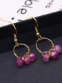 thumb All-match Round Shaped Pink Gemstone Earrings 2