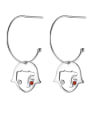 thumb 925 Sterling Silver With Platinum Plated Simplistic  Human head Hook Earrings 0