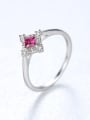 thumb 925 Sterling Silver With Cubic Zirconia Simplistic Square Band Rings 4