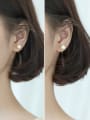 thumb 925 Sterling Silver With Artificial Pearl Simplistic Round Earless Ear Clip 2