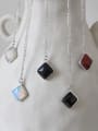 thumb Sterling Silver geometric square Agate Necklace 0