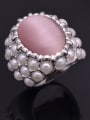 thumb Exaggerated Imitation Pearls Opal Stone Alloy Ring 2