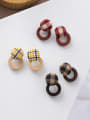 thumb Alloy With Gold Plated Simplistic  Checkered Wood Geometric Stud Earrings 2