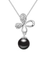 thumb Exquisite Imitation Pearl Shiny Crystals-studded Flowery Alloy Necklace 2