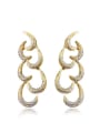 thumb Women 18K Gold Plated Moon Shaped Zircon Drop Earrings 0