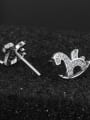 thumb Tiny Shiny Zirconias-covered Little Rocking Horse 925 Silver Stud Earrings 1