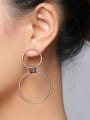 thumb Trendy Rose Gold Plated Round Shaped Titanium Drop Earrings 1