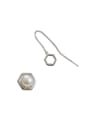 thumb Asymmetrical Artificial Pearl Hexagon-shaped Silver Women Earrings 0