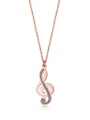thumb Fashion Style Titanium Steel Rose Gold Note Necklace 0