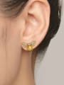 thumb Little Honeybee Stud Earrings with Yellow Crystals 1