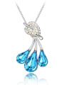 thumb Exquisite Water Drop austrian Crystals Little Leaf Alloy Necklace 2