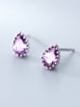 thumb 925 Sterling Silver With Cubic Zirconia Simplistic Water Drop Stud Earrings 1