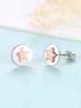 thumb 925 Sterling Silver With Two-color plating Simplistic Round  Cute stars Stud Earrings 2