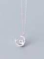 thumb 925 Sterling Silver With Silver Plated Simplistic Moon with Star Necklaces 2