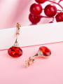 thumb Red Egg Shaped Glass Stone Stud Earrings 1