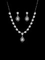 thumb Copper With Platinum Plated Delicate Water Drop Wedding 2 Piece Jewelry Set 0