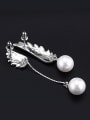 thumb Asymmetrical Artificial Pearl Rhinestones Wings Earrings 2