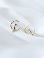 thumb Lovely Gold Plated Moon And Cat Shaped S925 Silver Stud Earrings 0