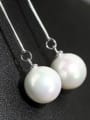 thumb Simple White Imitation Pearl Cubic Zircon Copper Drop Earrings 1