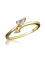 thumb Creative Double Zircons 18K Gold Plated Copper Ring 0