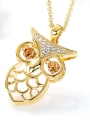 thumb Personalized Cubic Rotational austrian Crystals Hollow Owl Copper Necklace 2