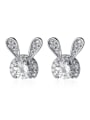 thumb 925 Sterling Silver With Platinum Plated Cute Rabbit Stud Earrings 3