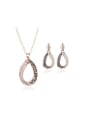 thumb Alloy Imitation-gold Plated Trendy style CZ Oval-shaped Two Pieces Jewelry Set 0