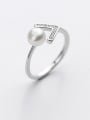 thumb Temperament Open Design V Shaped Artificial Pearl Ring 1