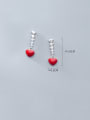 thumb 925 Sterling Silver With Platinum Plated Cute Heart Stud Earrings 3