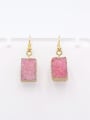 thumb Fashion Rectangular Natural Pink Crystal Earrings 2