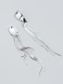 thumb 925 Sterling Silver With Platinum Plated Simplistic Geometric Tassel Earrings 1