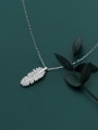 thumb 925 Sterling Silver With Platinum Plated Simplistic Leaf Necklaces 1