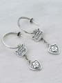 thumb Vintage Sterling Silver With Antique Silver Plated Vintage  Smear Geometric Hook Earrings 1