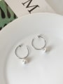 thumb Sterling silver minimalist ring synthetic pearl earrings 0