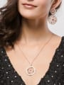 thumb Copper inlay AAA zircon carved semi-precious stone round necklace 1