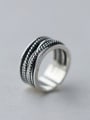 thumb S925 silver retro twist lines opening band ring 0